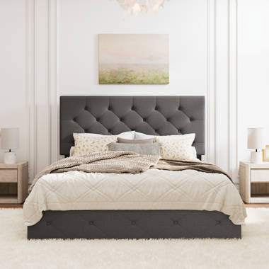 Brittany tufted upholstered low profile storage platform bed sales